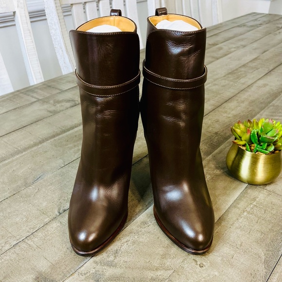 Ralph Lauren Purple Label Collection Nellie Leather Ankle-Buckle Booties Size 7B - Picture 4 of 14